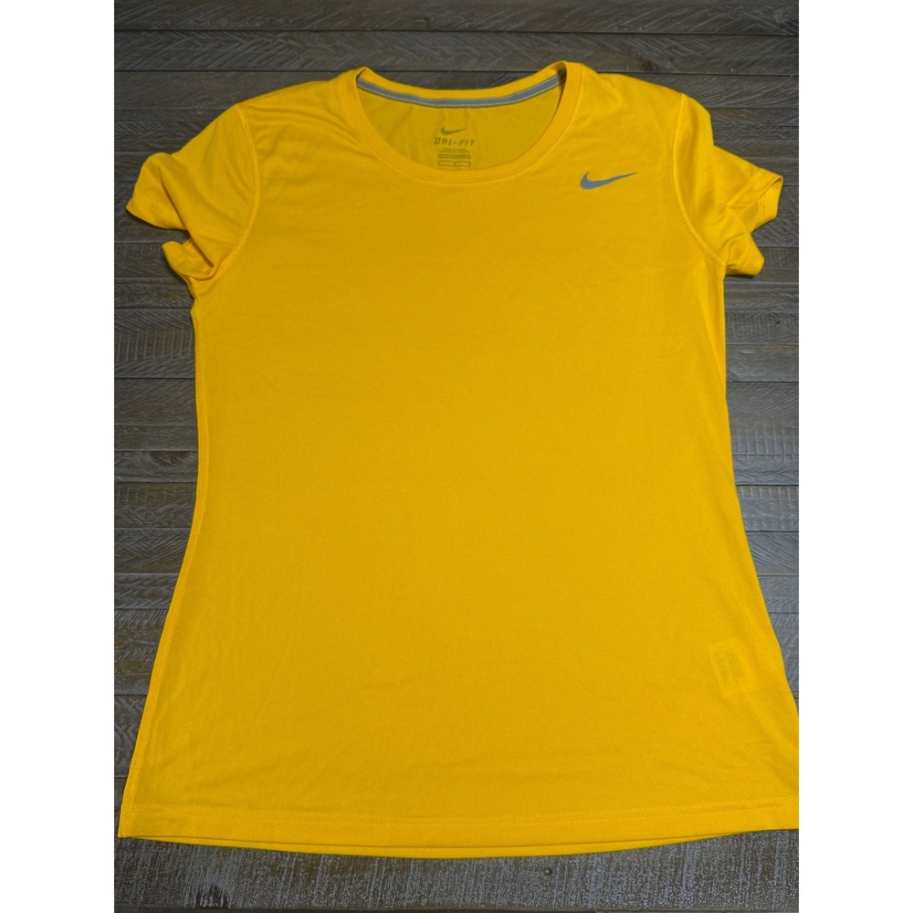 Nike Dri-FIT T-Shirt Mens Medium Yellow Short Sleeve Swoosh Preloved - Picture 2 of 6